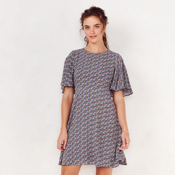 SOLD LC Lauren Conrad Babydoll Dress Blue Sz - Picture 2 of 6